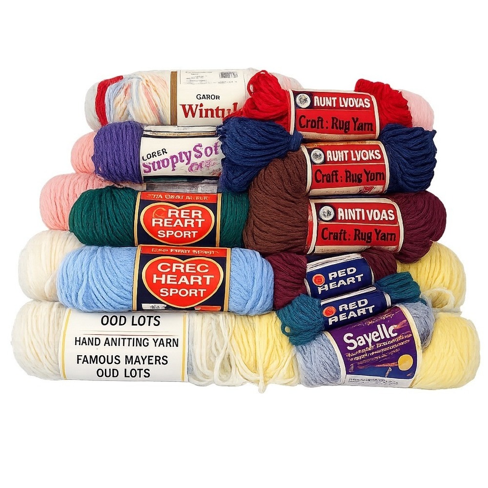 Vintage Yarn Lot 20 Skeins Red Heart Sayelle Aunt Lydia Rug Sport Weight Mixed